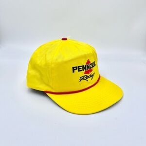 NEW Vintage 90s Pennzoil Racing Yellow StrapBack Trucker Hat Adult OS